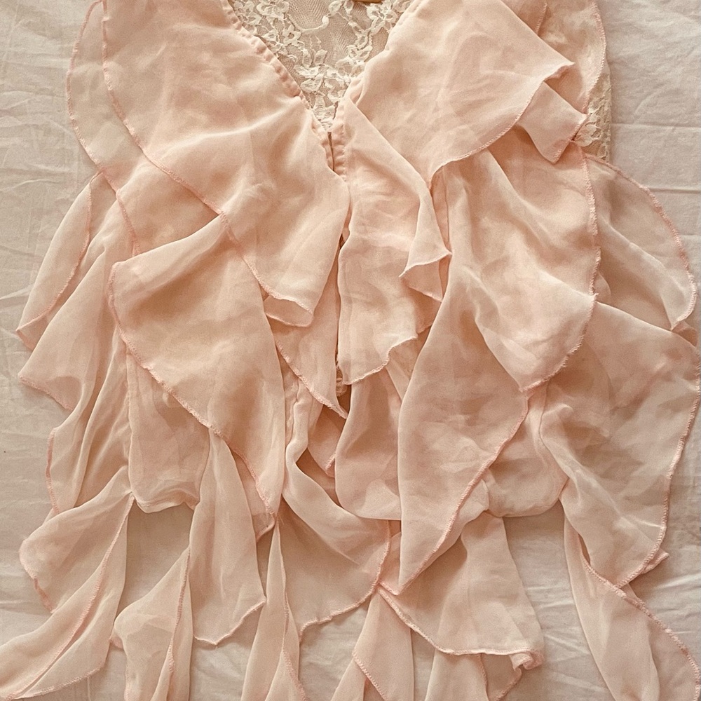 Elegant Pink Ruffled Blouse